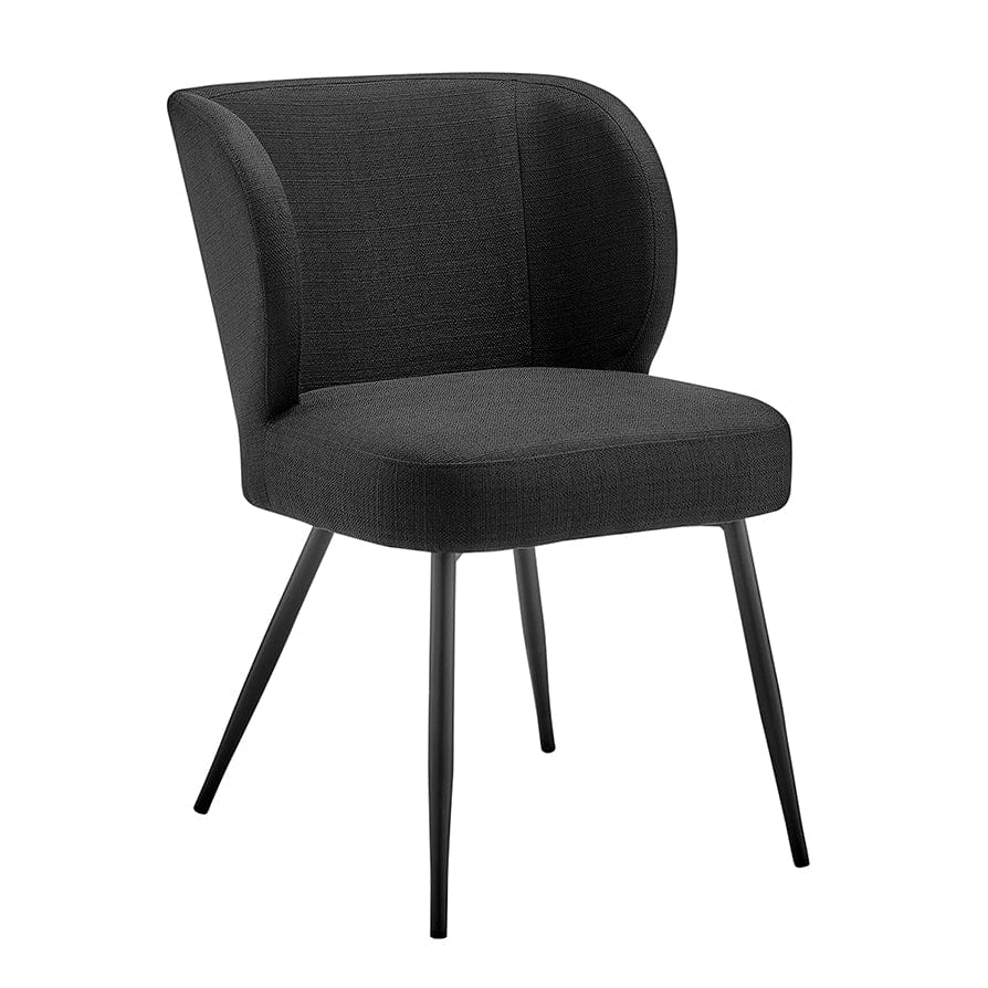 Dusklia - Mabel Set of 2 Dining Chairs - Linen Look - Black