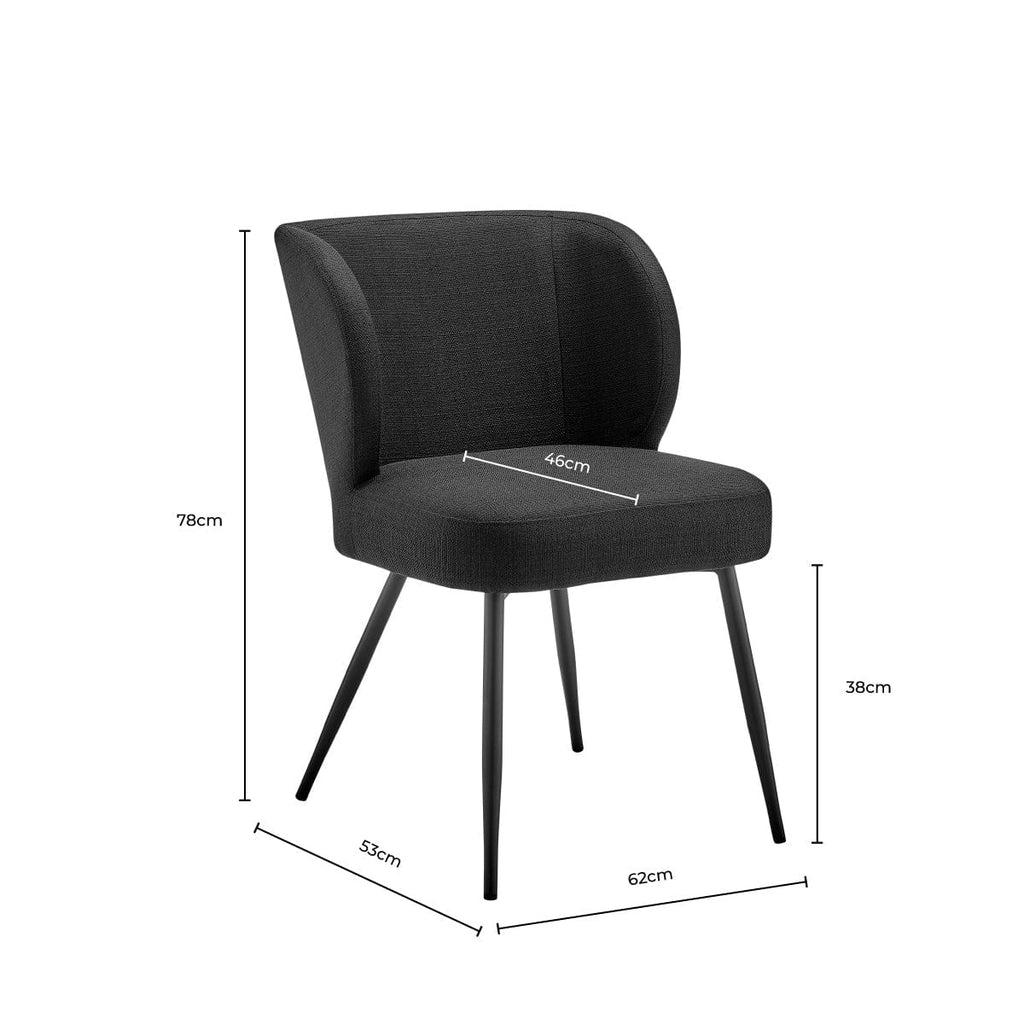 Dusklia - Mabel Set of 2 Dining Chairs - Linen Look - Black
