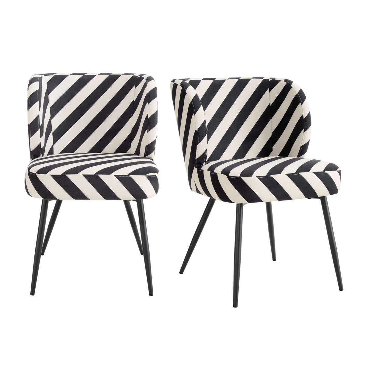 Dusklia - Mabel Set of 2 Dining Chairs - Mono Stripe