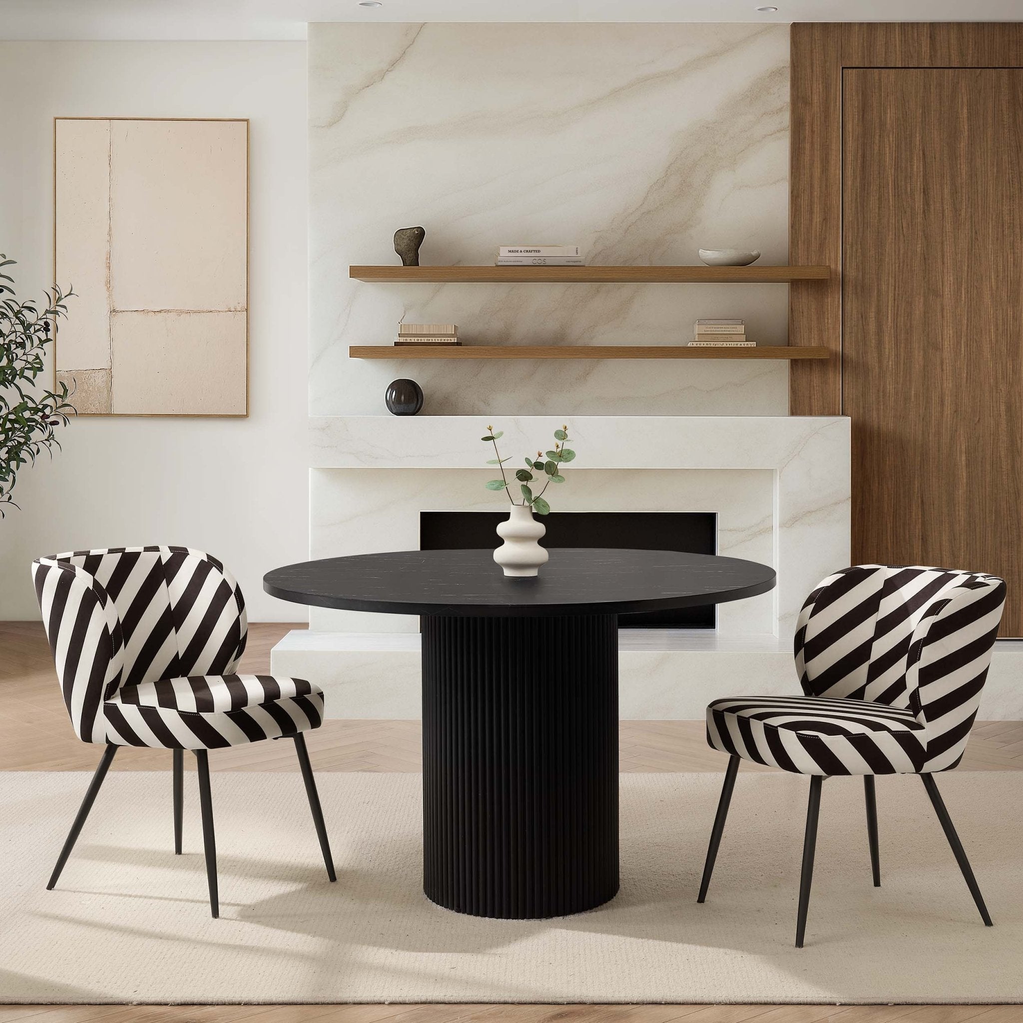 Dusklia - Mabel Set of 2 Dining Chairs - Mono Stripe