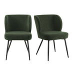 Dusklia - Mabel Set of 2 Dining Chairs - Velvet  - Dark Olive