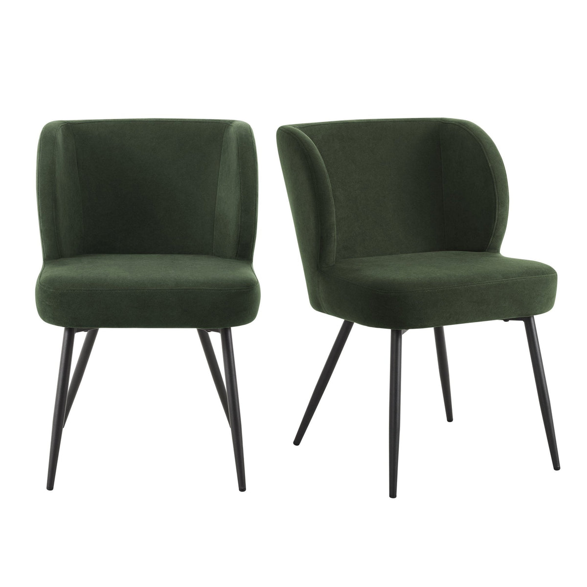 Dusklia - Mabel Set of 2 Dining Chairs - Velvet  - Dark Olive