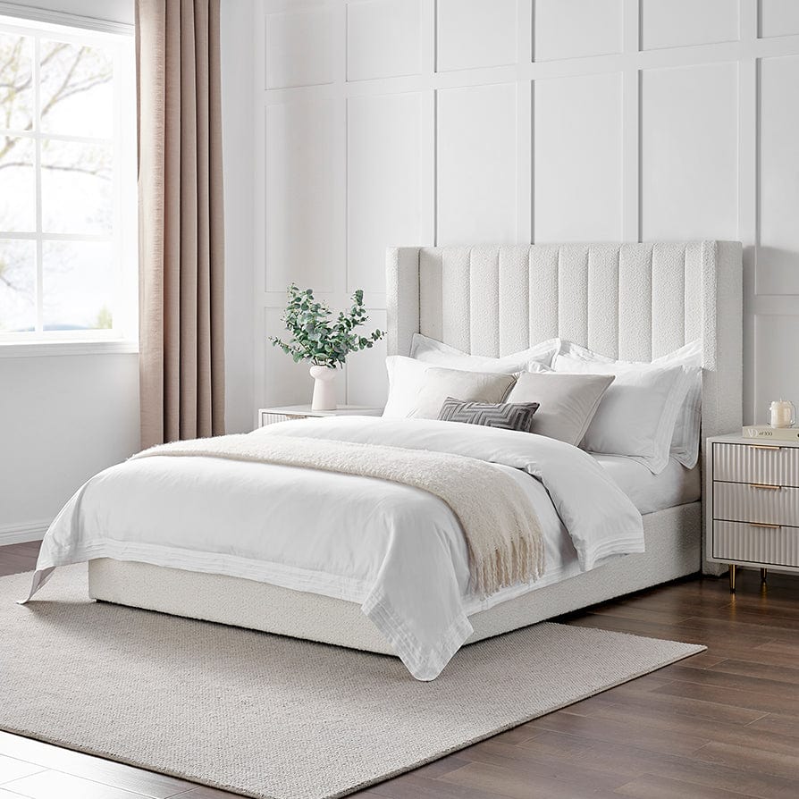 Dusklia - Madison Bouclé Ottoman Storage Bed - Off White