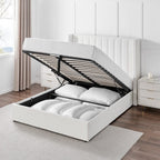Dusklia - Madison Bouclé Ottoman Storage Bed - Off White