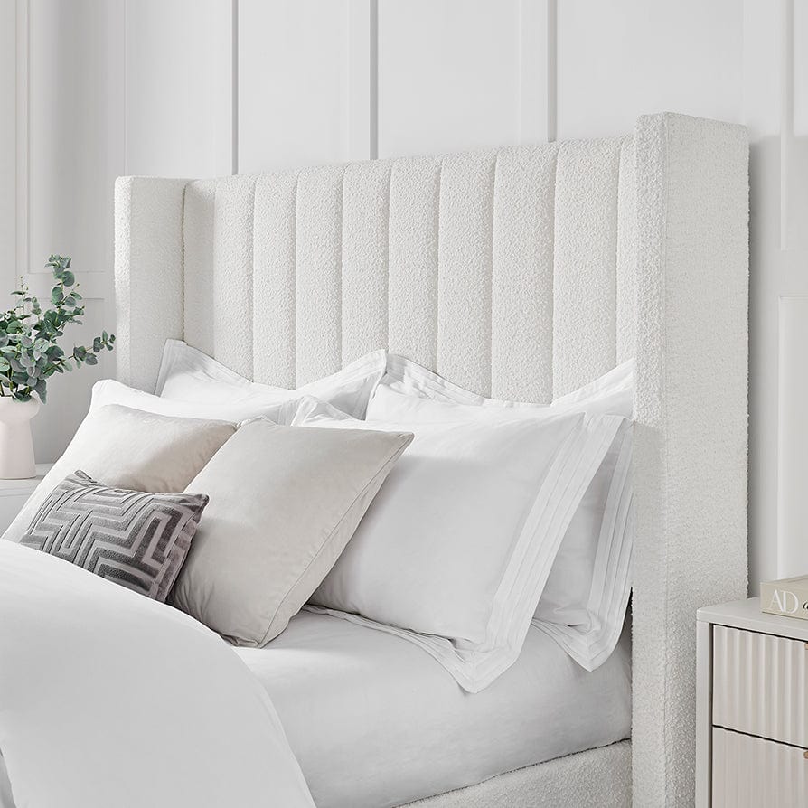 Dusklia - Madison Bouclé Ottoman Storage Bed - Off White