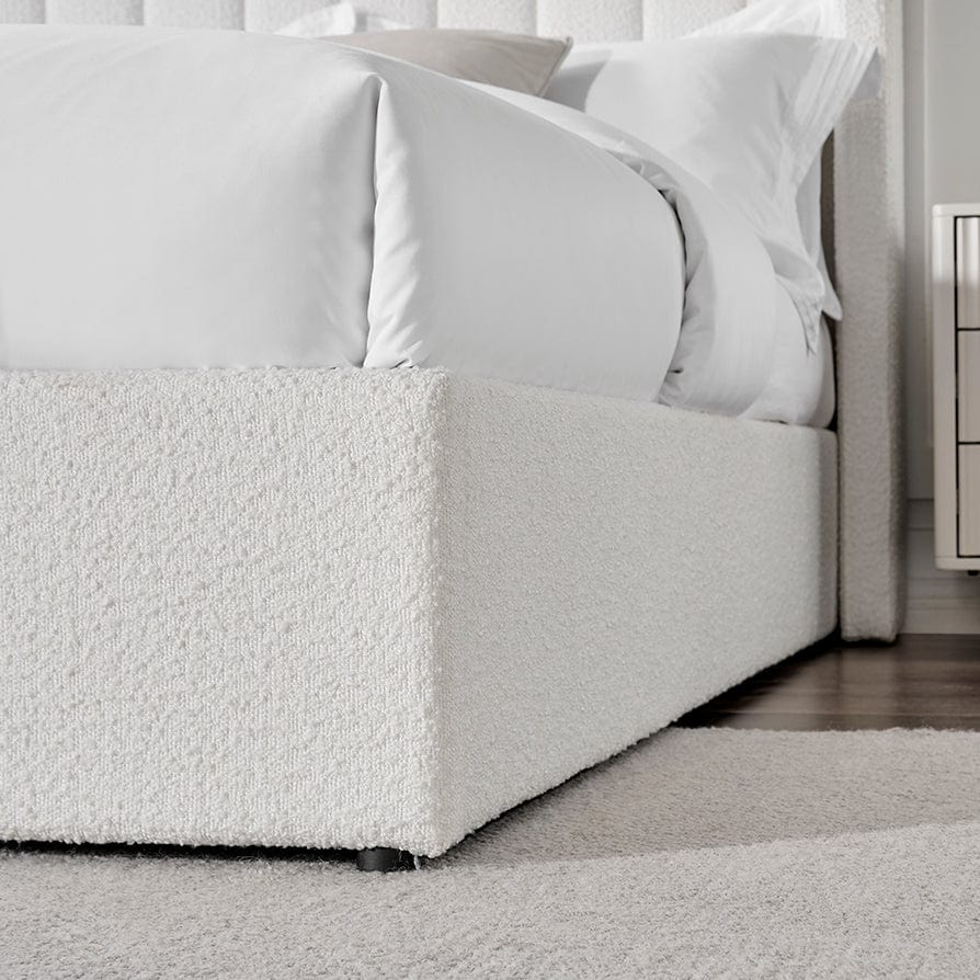 Dusklia - Madison Bouclé Ottoman Storage Bed - Off White