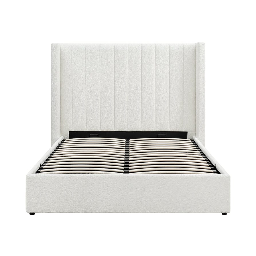 Dusklia - Madison Bouclé Ottoman Storage Bed - Off White