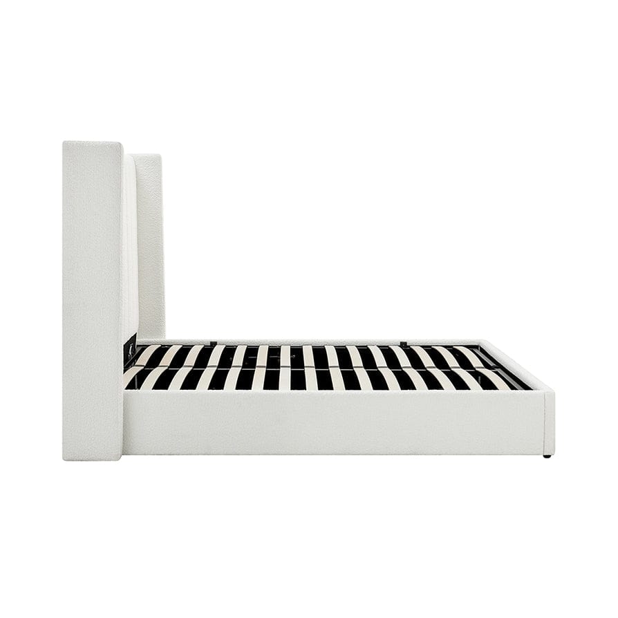 Dusklia - Madison Bouclé Ottoman Storage Bed - Off White