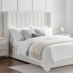 Dusklia - Madison Bouclé Ottoman Storage Bed - Off White