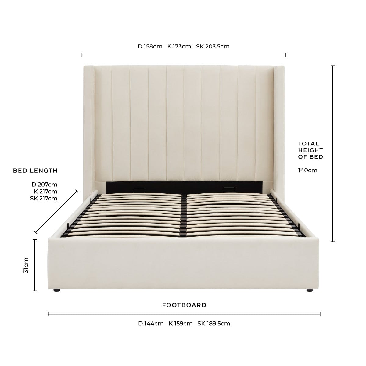 Dusklia - Madison Ottoman Storage Bed - Ecru