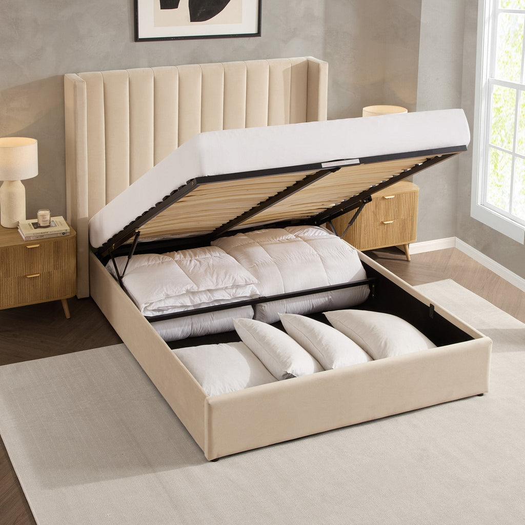 Dusklia - Madison Ottoman Storage Bed - Ecru