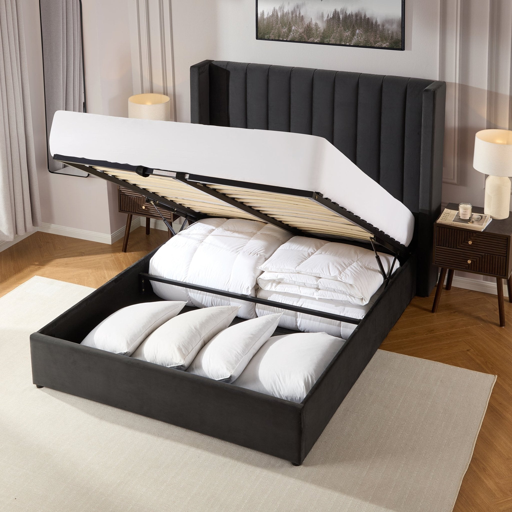Dusklia - Madison Ottoman Storage Bed - Ink