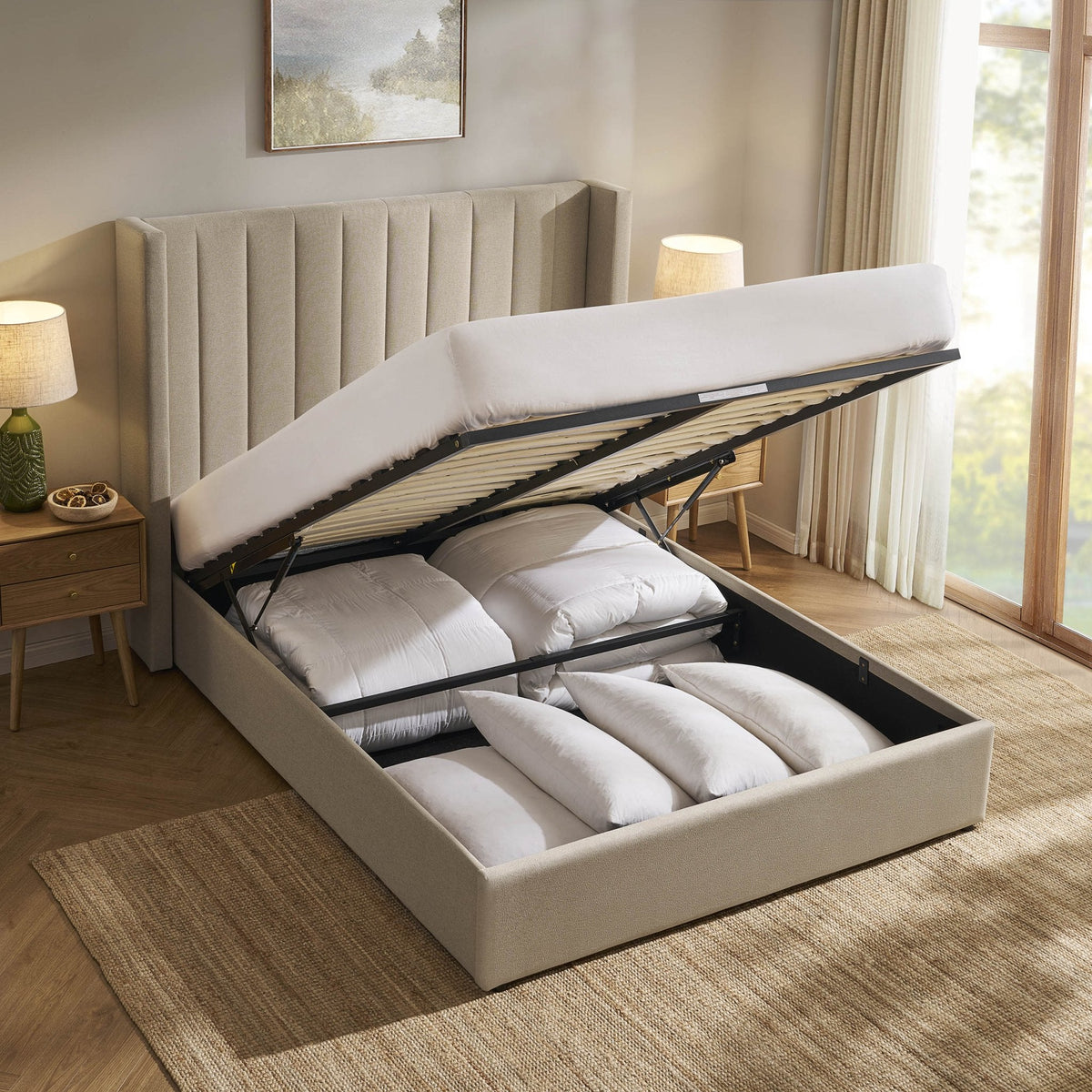 Dusklia - Madison Ottoman Storage Bed - Oatmeal