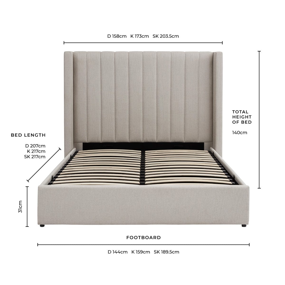 Dusklia - Madison Ottoman Storage Bed - Stone Grey