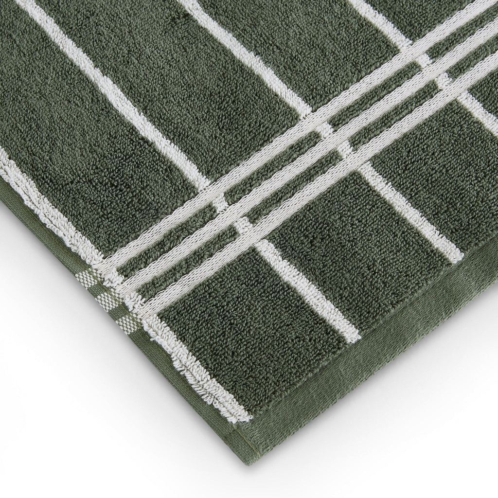 Dusklia - Madrid Fine Stripe Cotton Towel Collection -  Fern/ Natural