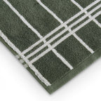 Dusklia - Madrid Fine Stripe Cotton Towel Collection -  Fern/ Natural