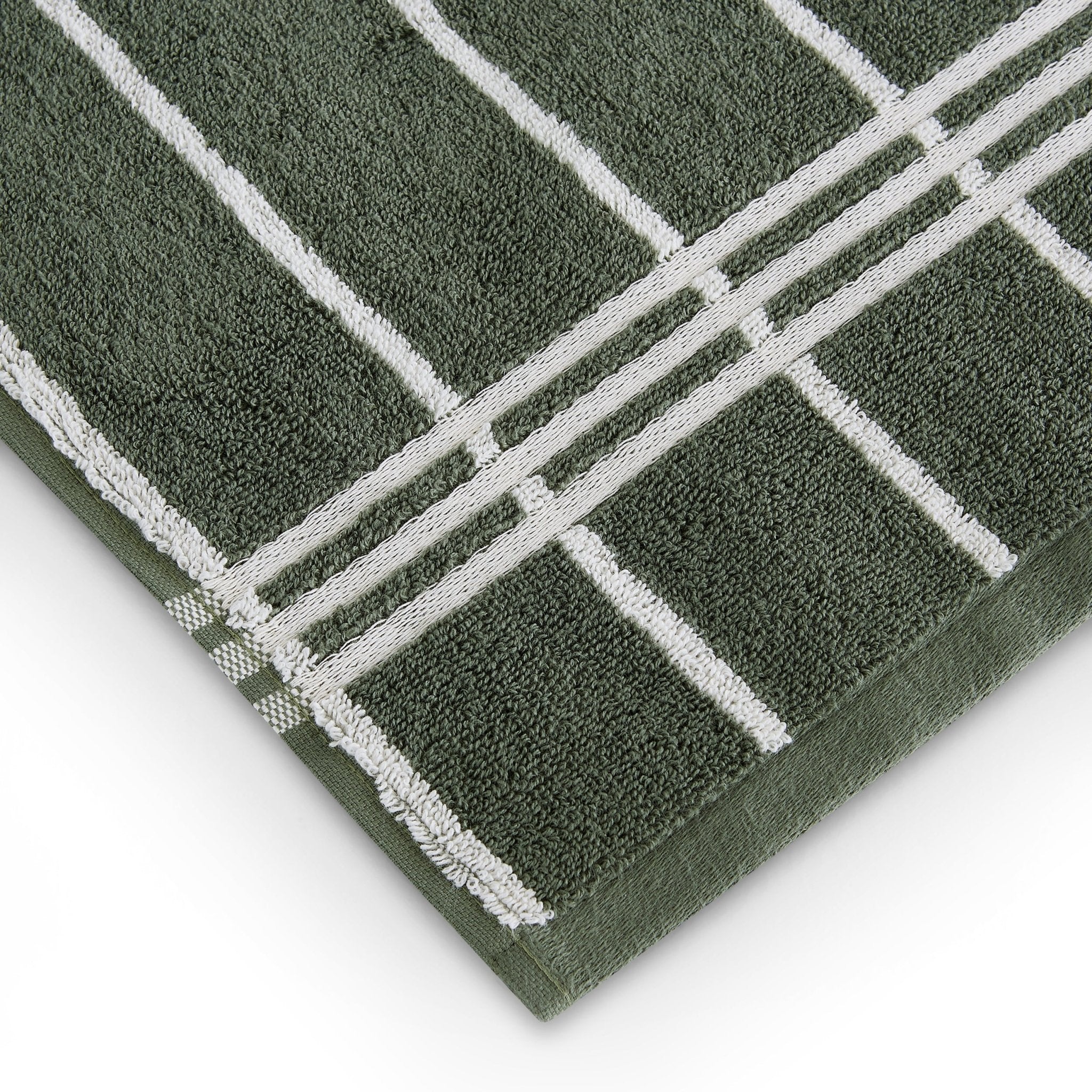 Dusklia - Madrid Fine Stripe Cotton Towel Collection -  Fern/ Natural