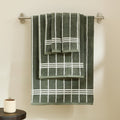 Dusklia - Madrid Fine Stripe Cotton Towel Collection -  Fern/ Natural