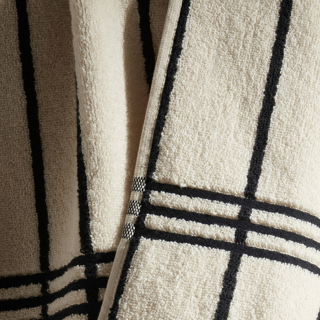 Dusklia - Madrid Fine Stripe Cotton Towel Collection - Off White/Black