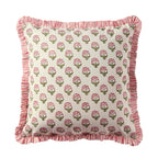 Dusklia - Maizie 100% Cotton Frill Edge Printed Sofa Cushion Cover - Pink