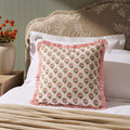 Dusklia - Maizie 100% Cotton Frill Edge Printed Cushion Cover - Pink