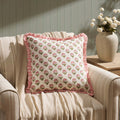Dusklia - Maizie 100% Cotton Frill Edge Printed Sofa Cushion Cover - Pink