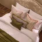Dusklia - Julia 100% Cotton Box Pleat Edge Printed Cushion Cover - Purple/Green