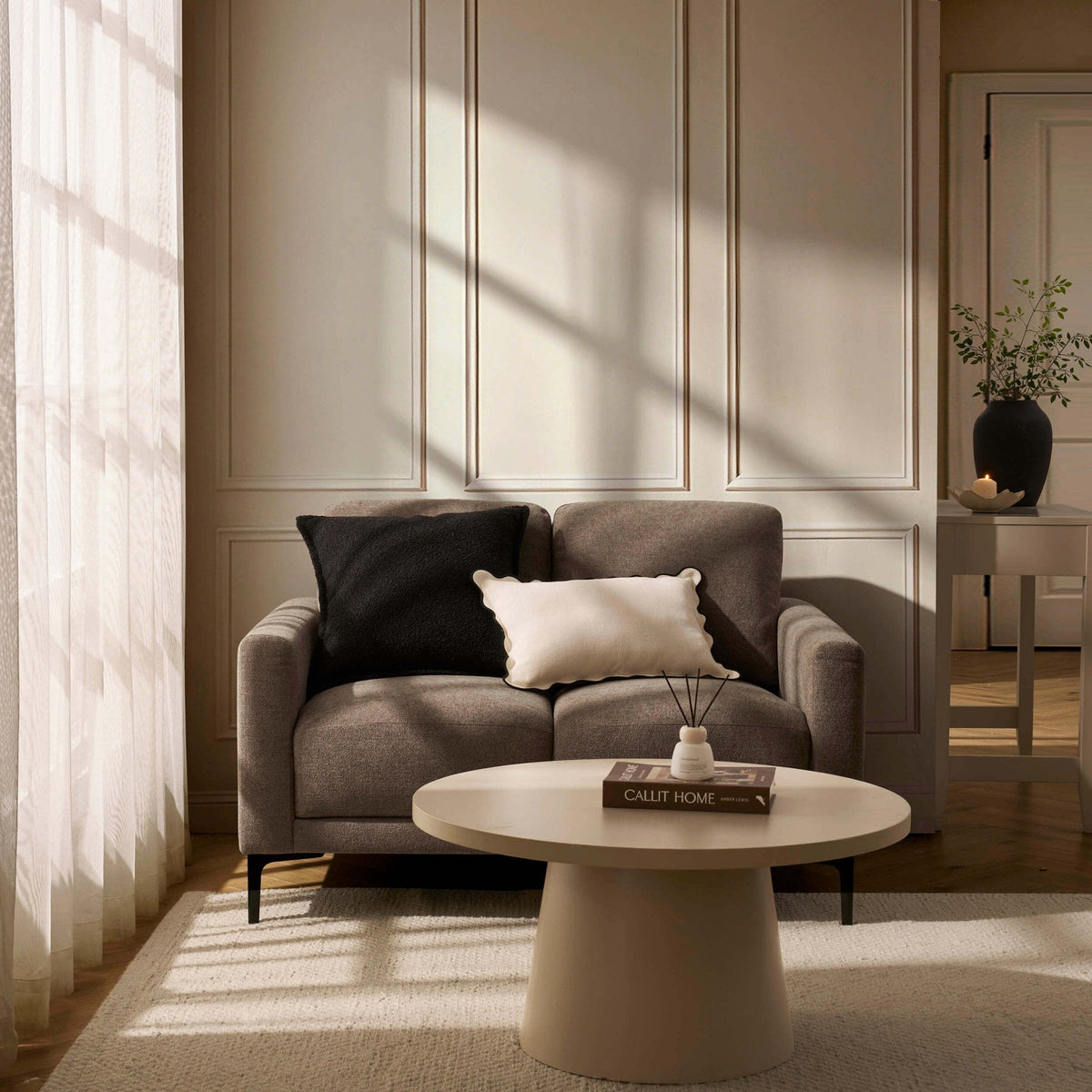 Dusklia - Malibu Small 2 Seater Sofa - Chenille Mushroom