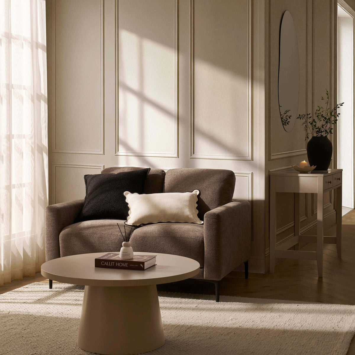 Dusklia - Malibu Small 2 Seater Sofa - Chenille Mushroom