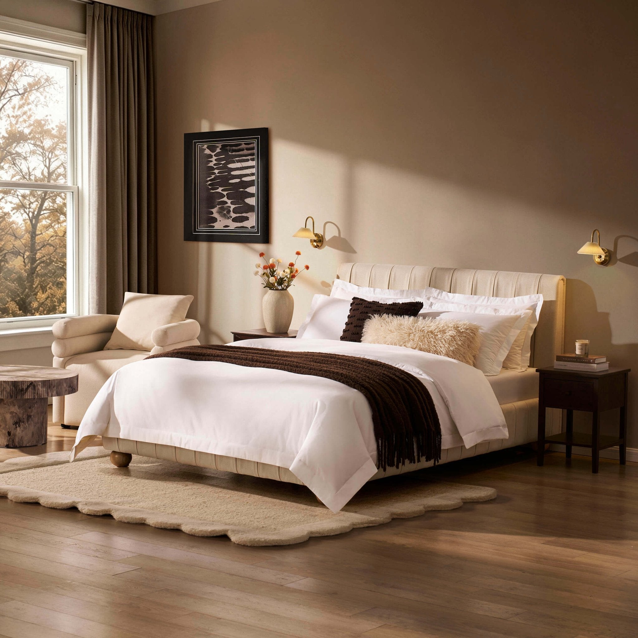 Dusklia - Malmo Bed Frame - Cream Linen