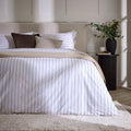 Dusklia - Malmo 100% Cotton Reversible Duvet Cover & Pillowcase Set - Printed Stripe - White/Grey