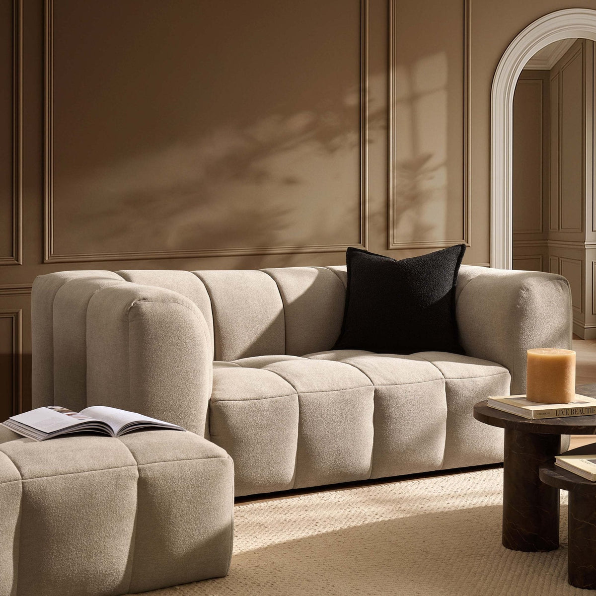Dusklia - Manhattan 2 Seater Sofa- Chenille Oatmeal