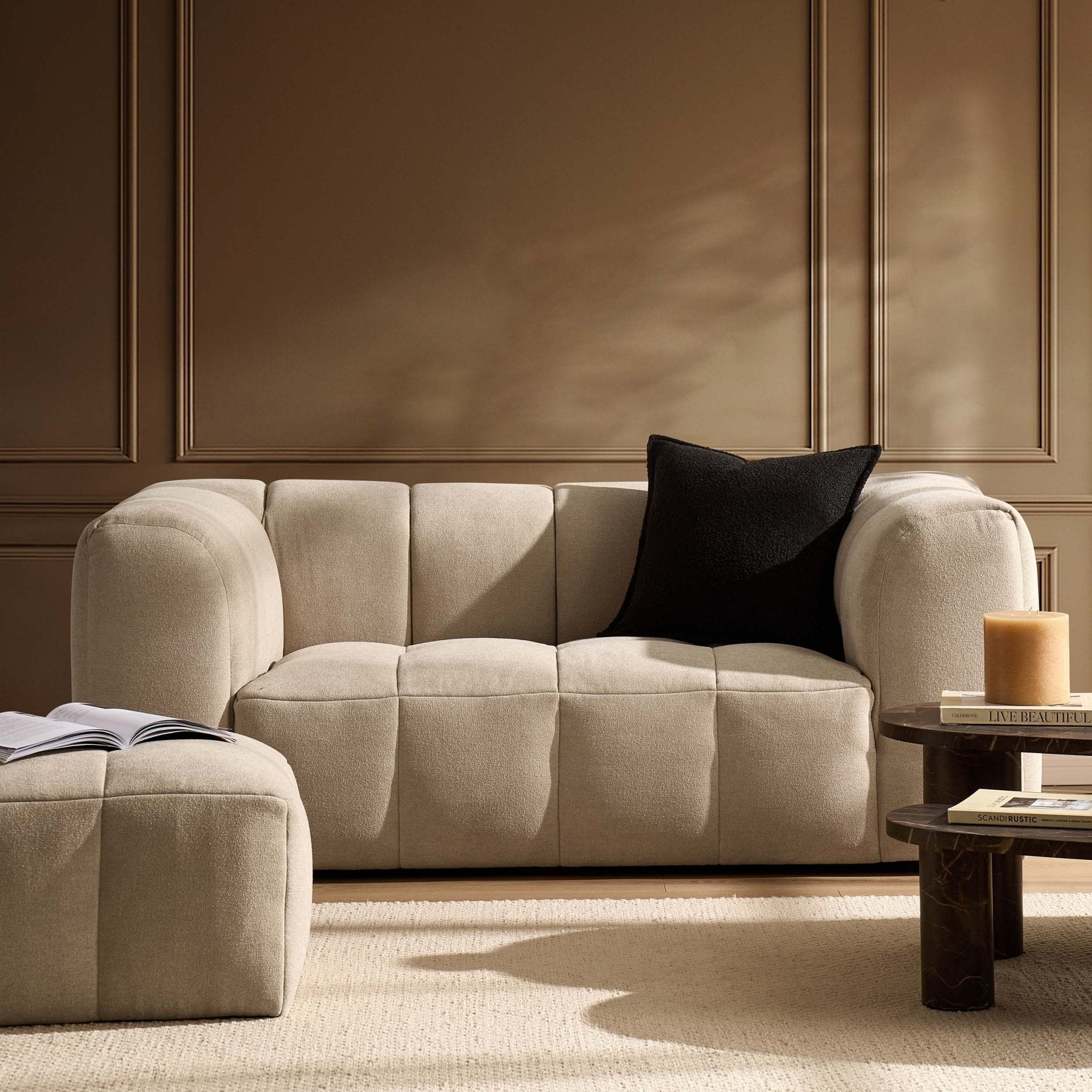 Dusklia - Manhattan 2 Seater Sofa- Chenille Oatmeal