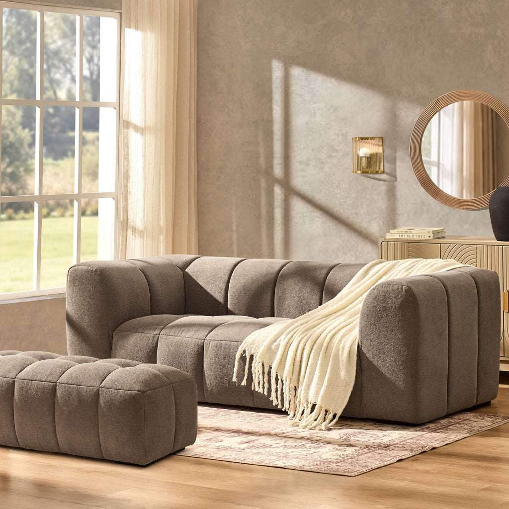 Dusklia - Manhattan 3 Seater Sofa - Chenille Mushroom