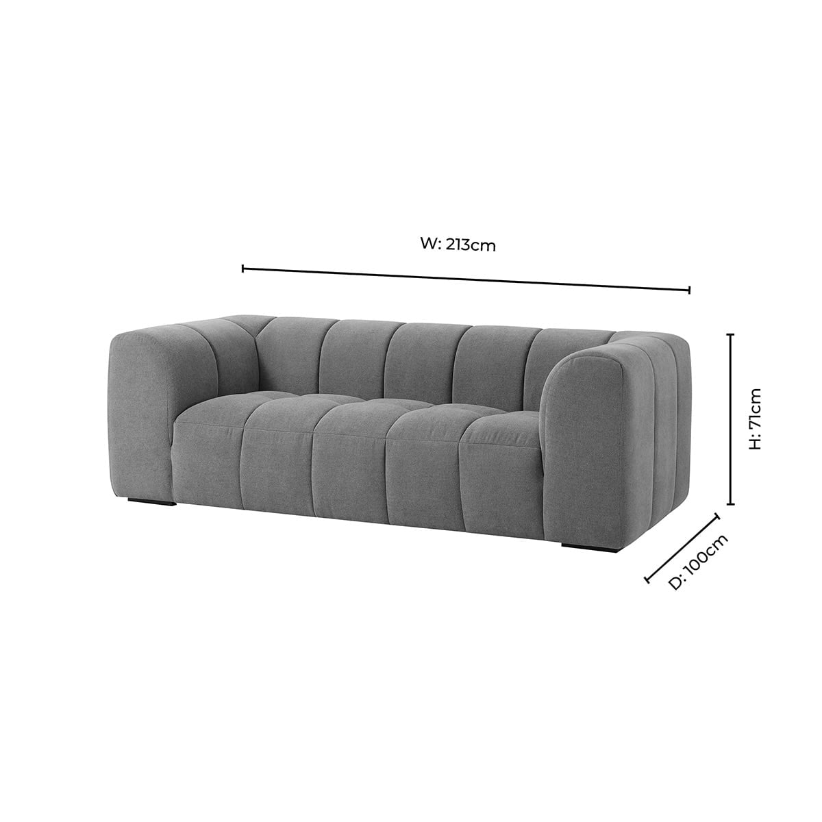 Dusklia - Manhattan 3 Seater Sofa - Chenille Mushroom