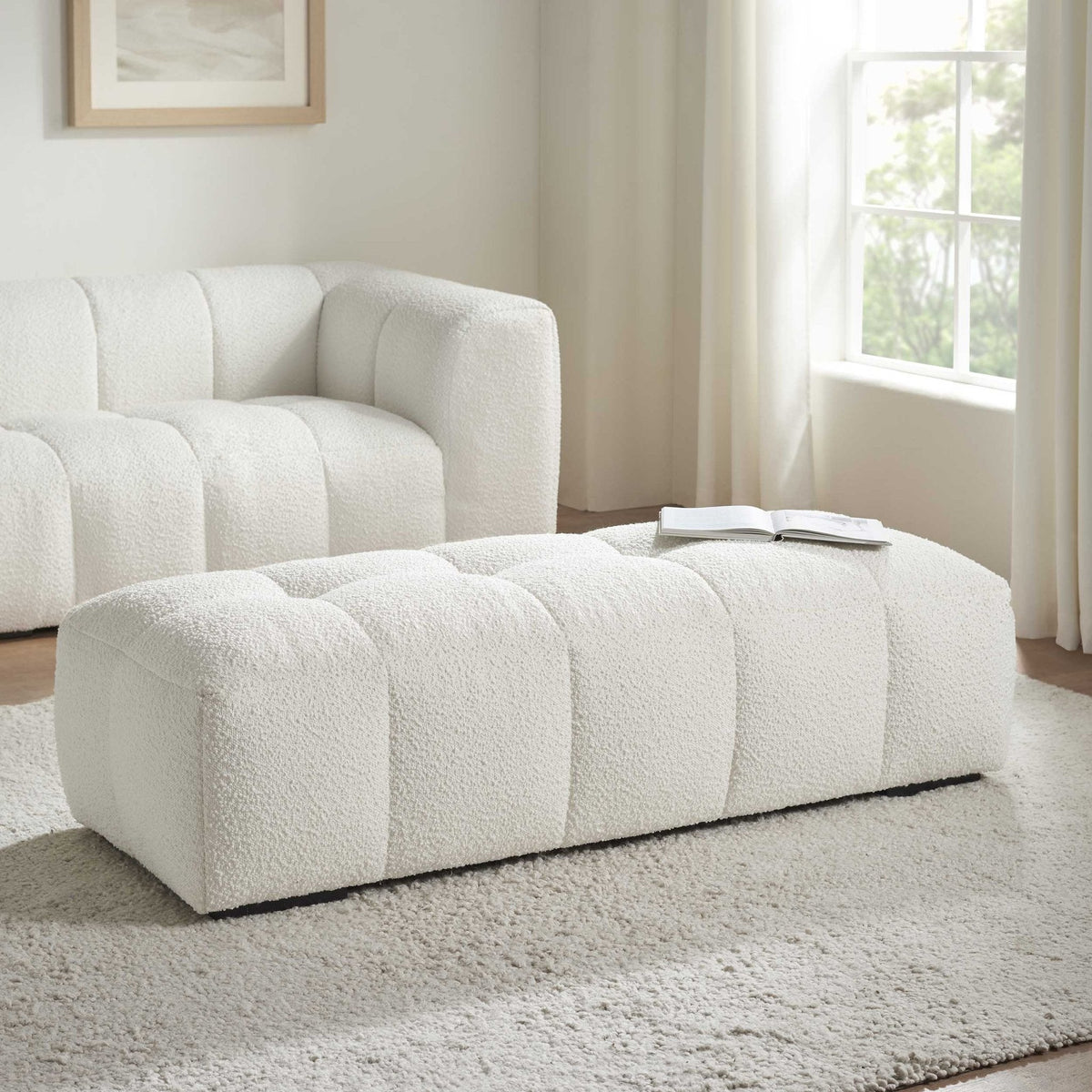 Dusklia - Manhattan Boucle Pouffe - Off White