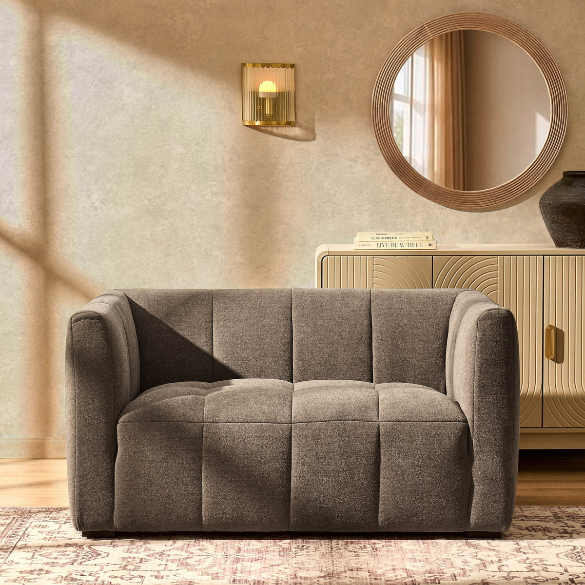Dusklia - Manhattan Small 2 Seater Sofa - Chenille Mushroom