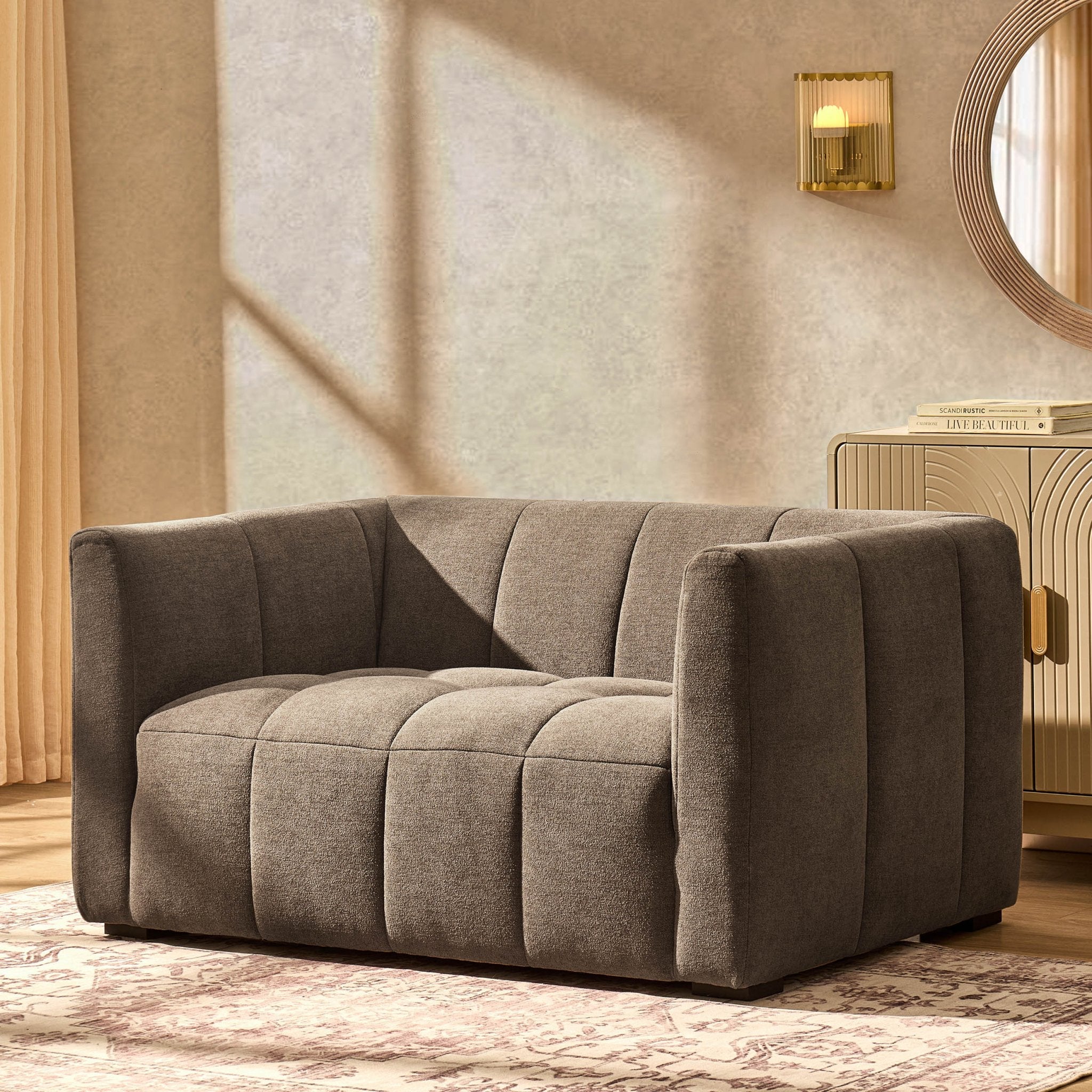 Dusklia - Manhattan Small 2 Seater Sofa - Chenille Mushroom