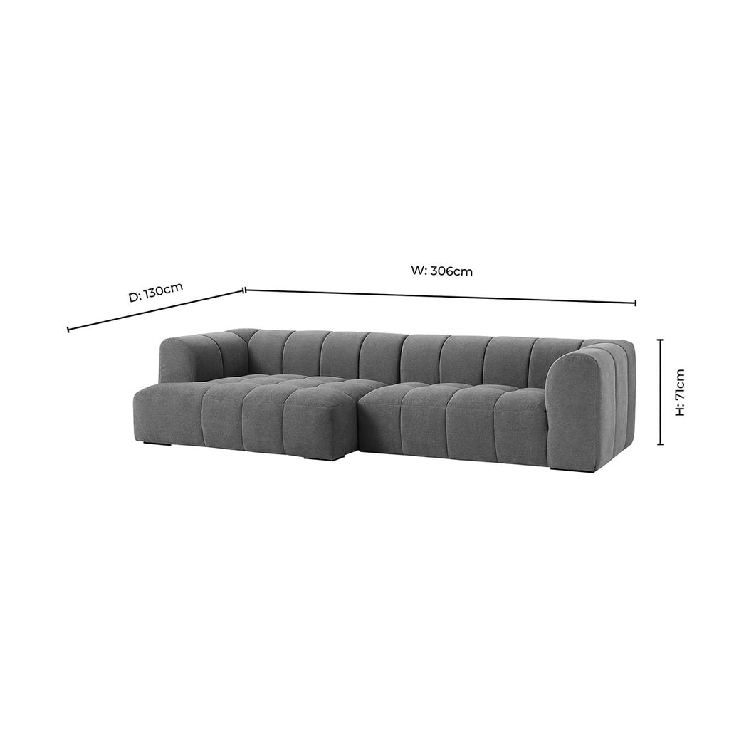 Dusklia - Manhattan Left Hand Chaise Sofa - Chenille Mushroom