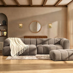 Dusklia - Manhattan Left Hand Chaise Sofa - Chenille Mushroom