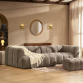 Dusklia - Manhattan Left Hand Chaise Sofa - Chenille Mushroom