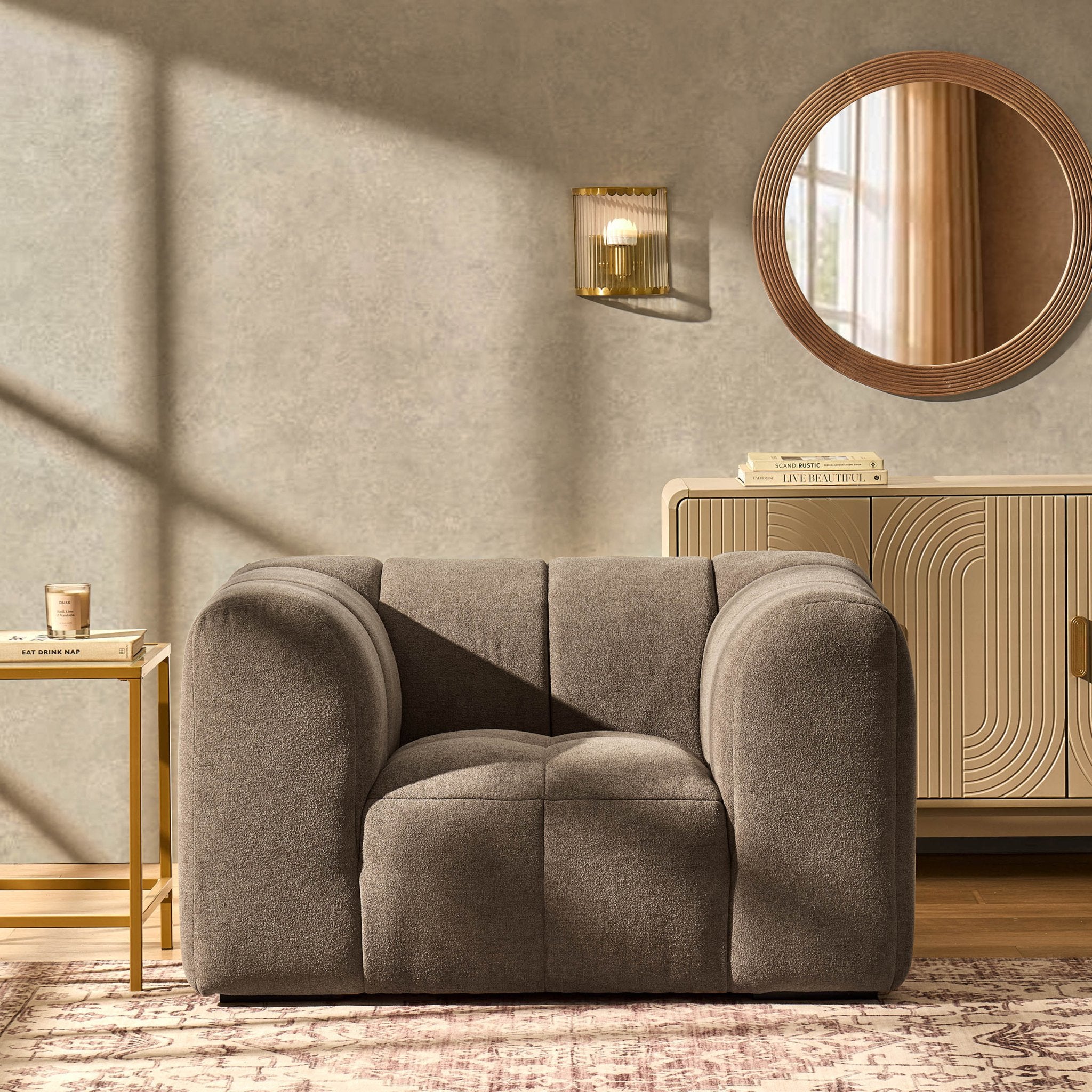 Dusklia - Manhattan Loveseat - Chenille Mushroom