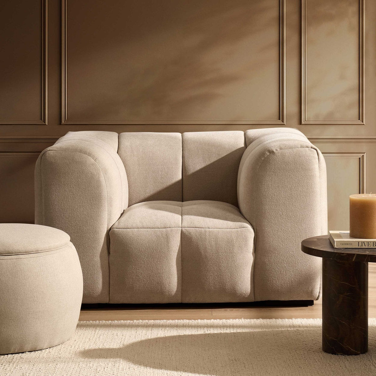 Dusklia - Manhattan Loveseat - Chenille Oatmeal