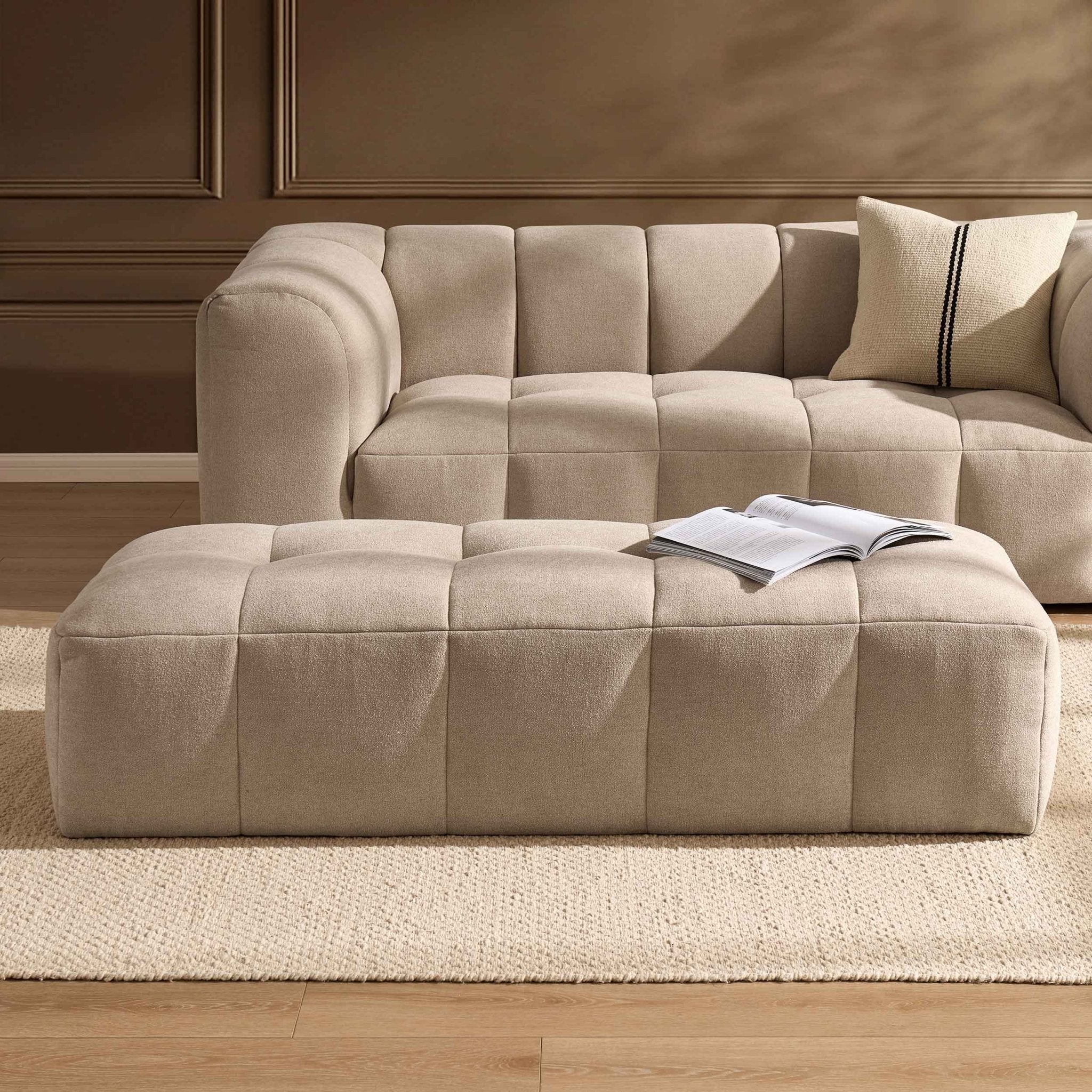 Dusklia - Manhattan Pouffe - Chenille Oatmeal