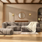 Dusklia - Manhattan Right Hand Chaise Sofa - Chenille Mushroom