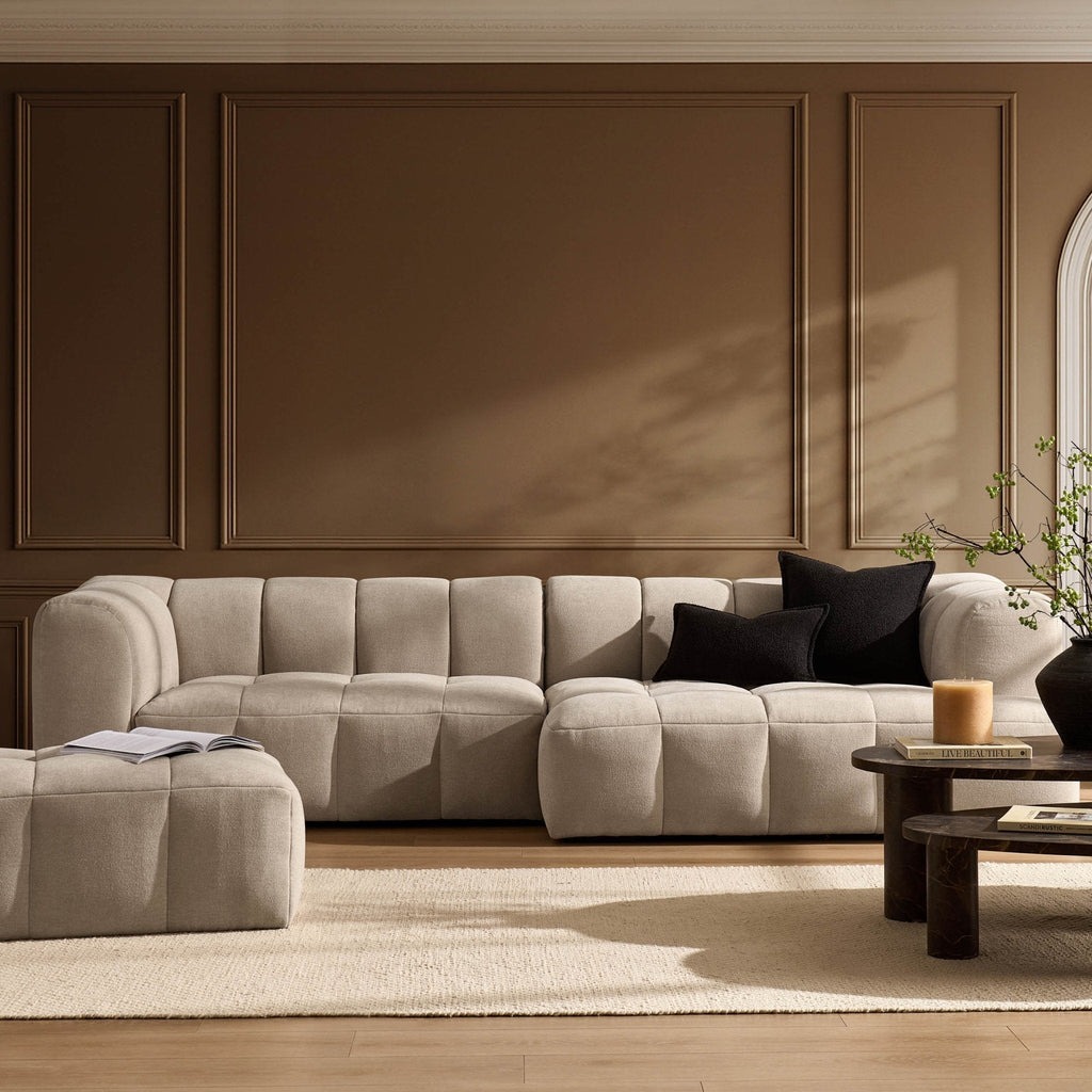 Dusklia - Manhattan Right Hand Chaise Sofa - Chenille Oatmeal