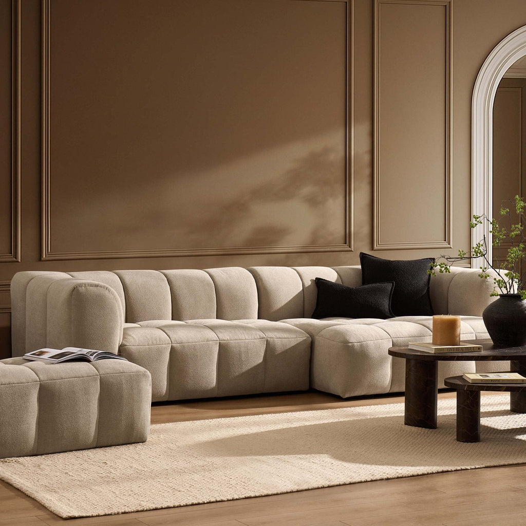 Dusklia - Manhattan Right Hand Chaise Sofa - Chenille Oatmeal