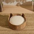 Dusklia - Maple Cat Shaped Seagrass Multi-use Storage Basket/ Bed - Natural