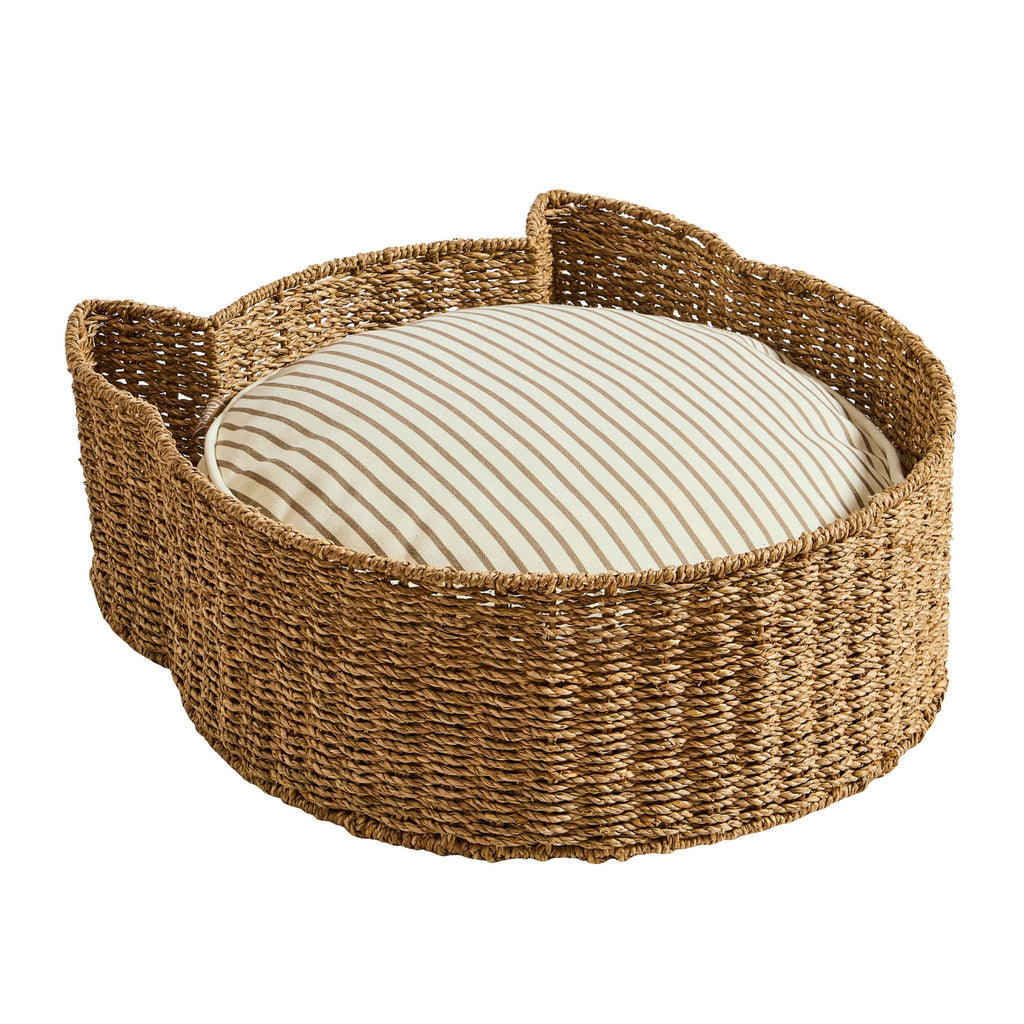 Dusklia - Maple Cat Shaped Seagrass Multi-use Storage Basket/ Bed - Natural
