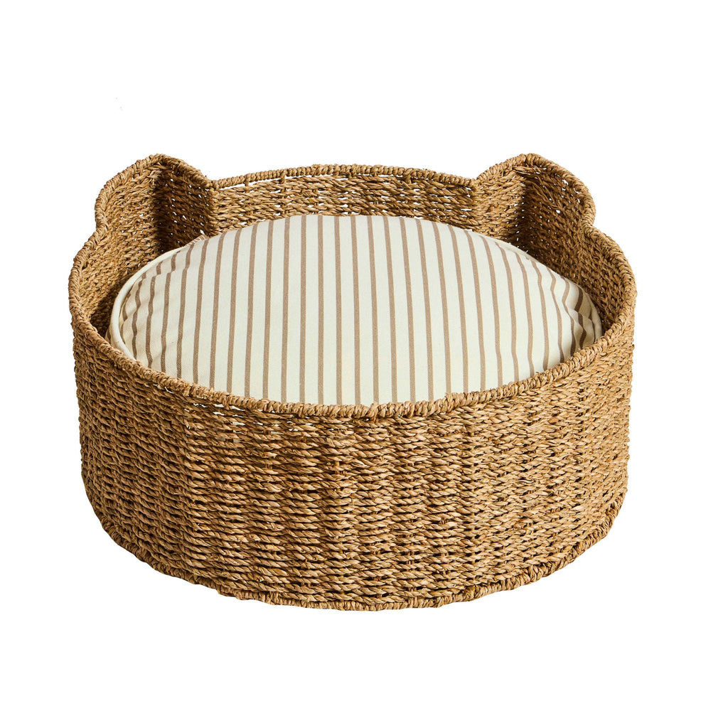 Dusklia - Maple Cat Shaped Seagrass Multi-use Storage Basket/ Bed - Natural